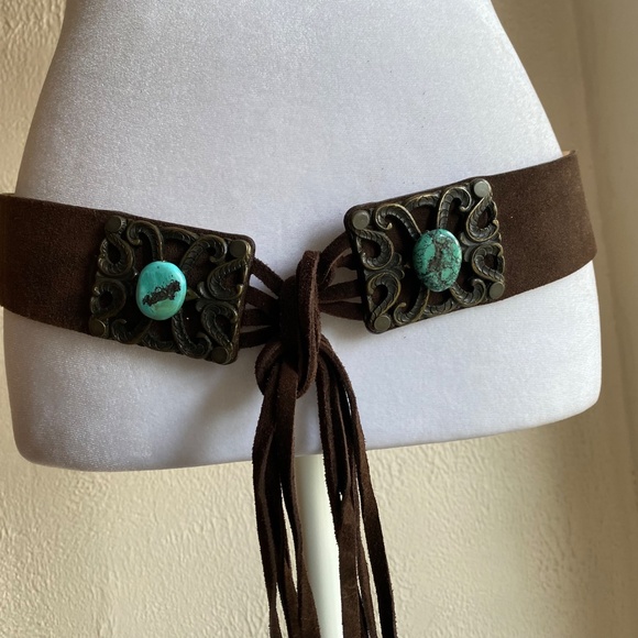 Vintage Streets Ahead suede and turquoise belt Size M/L - Picture 4 of 10